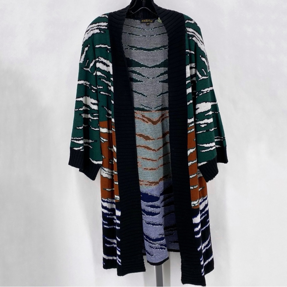 A Peace Treaty green & black cardigan